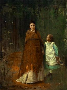 伊凡 尼古拉耶維奇 尅拉姆斯柯依 In the Park, Portrait of the Artist's Wife and Daughter